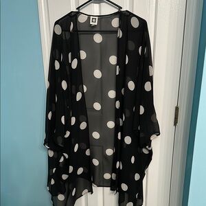 Anne Klein Black and White Polka Dot Kimono